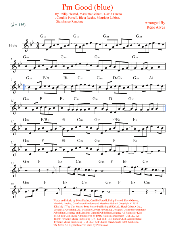 I'm Good (blue) (arr. Rene Alves)