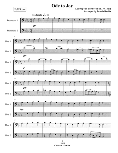 Ode to Joy - Trombone Duet - Intermediate (arr. Dennis Ruello)