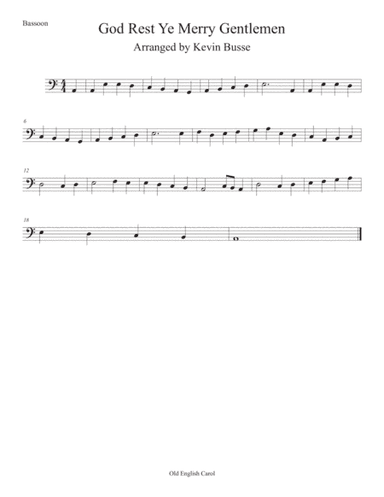 God Rest Ye Merry Gentlemen (Easy key of C) Bassoon (arr. Kevin Busse)