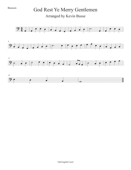God Rest Ye Merry Gentlemen (Easy key of C) Bassoon (arr. Kevin Busse)