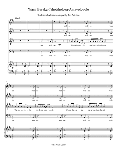 Three African Folksongs: Wana Baraka-Tshotsholoza-Amavolovolo (arr. Jon Arterton)
