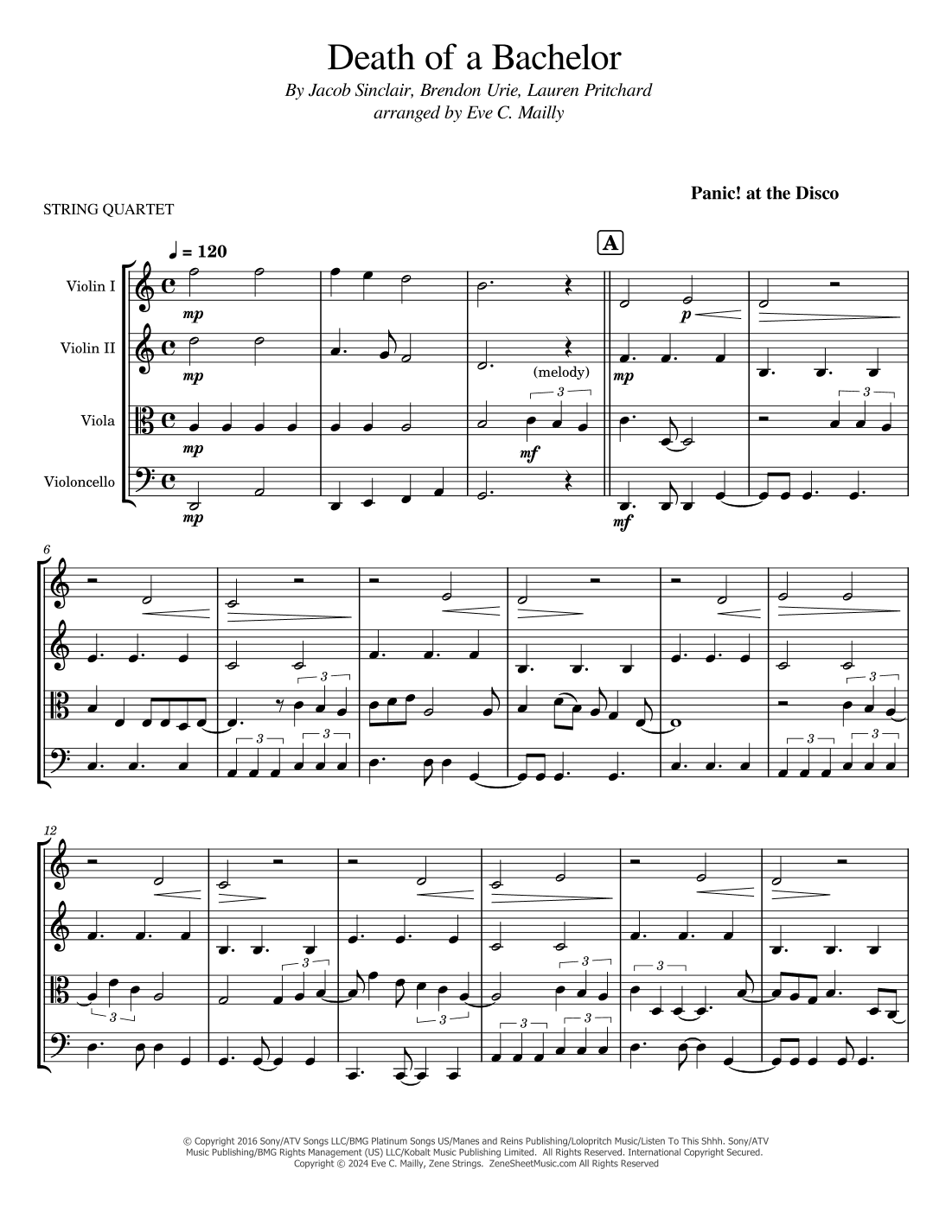 Death Of A Bachelor (arr. Eve C. Mailly - Zene Strings)