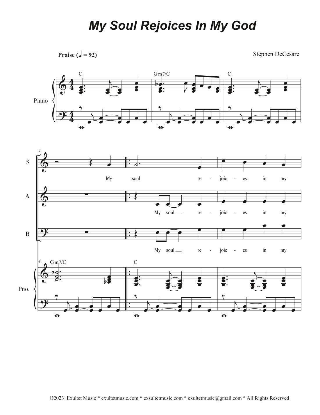 My Soul Rejoices In My God (Vocal Trio - (SAB)