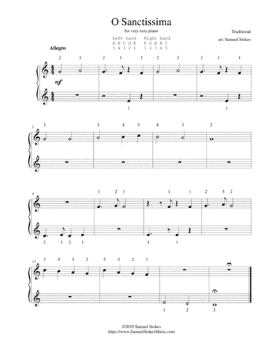 O Sanctissima (Oh, How Joyfully) - for very easy piano (arr. Samuel Stokes)