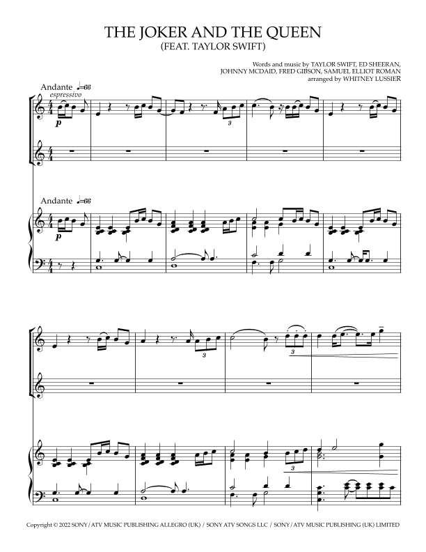 The Joker And The Queen (feat. Taylor Swift) (arr. Whitney Lussier)
