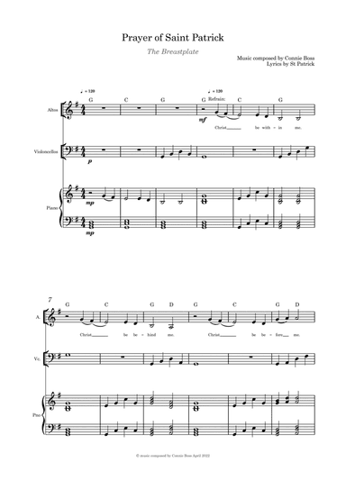 Prayer of Saint Patrick - The Breastplate - Solo, cello and Piano