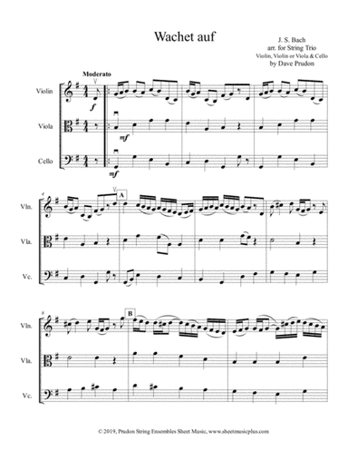 Wachet auf for String Trio (arr. Dave Prudon)