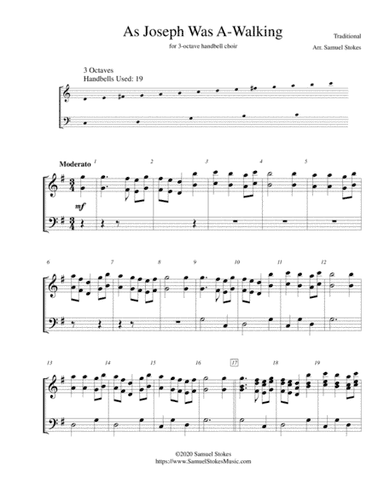 As Joseph Was A-Walking (The Cherry Tree Carol) - for 3-octave handbell choir (arr. Samuel Stokes)