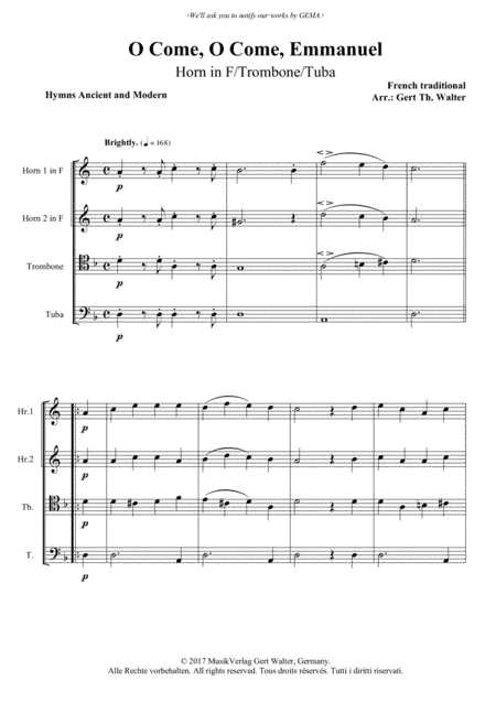 O Come, O Come, Emmanuel (arr. Gert Th. Walter)