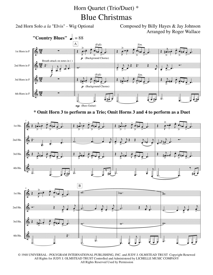 Blue Christmas (arr. Roger Wallace)