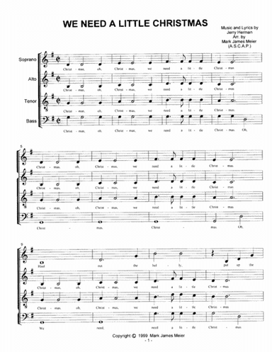 We Need A Little Christmas (arr. Mark James Meier (ASCAP))