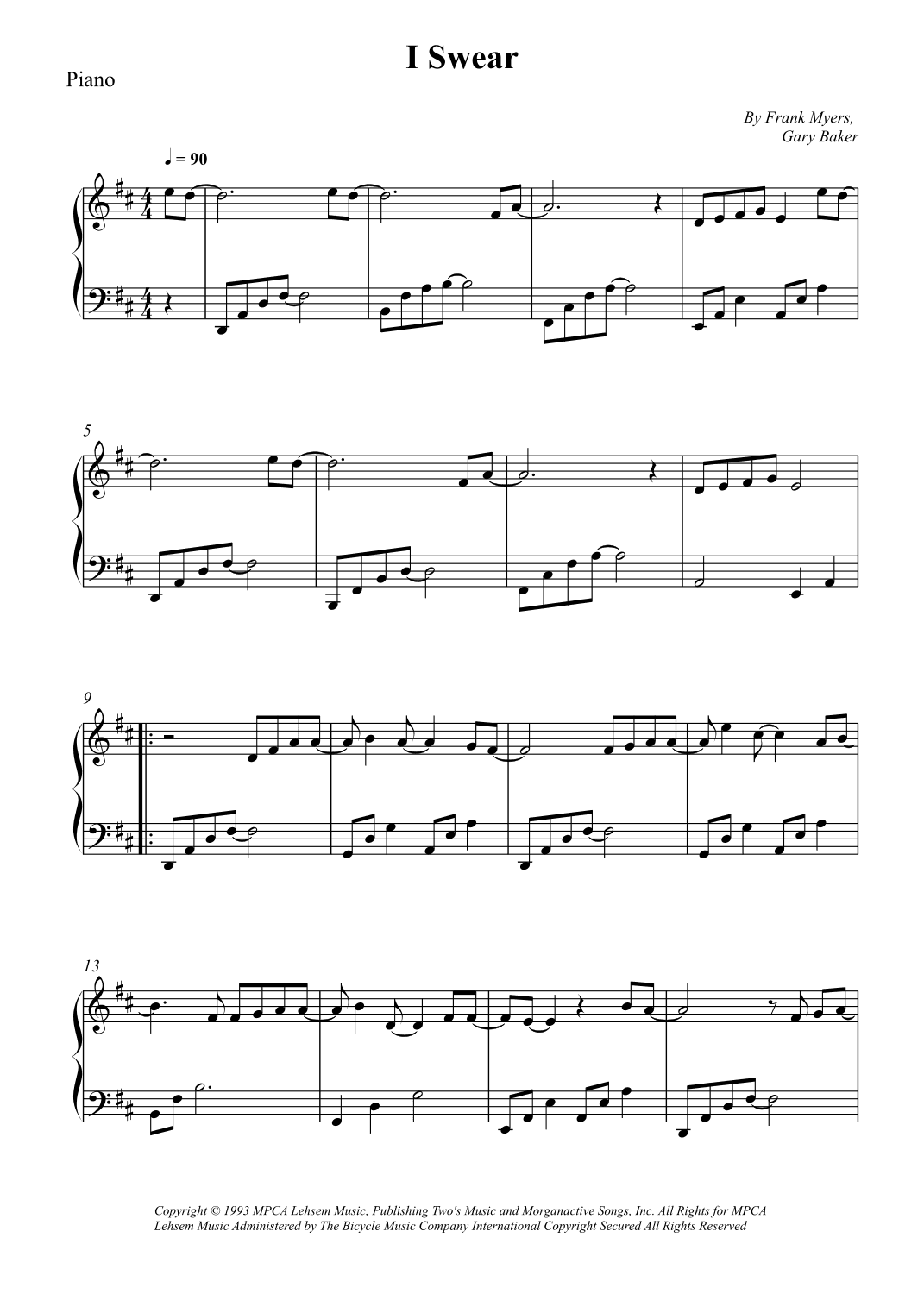I Swear (arr. Wesley S. SIlva)