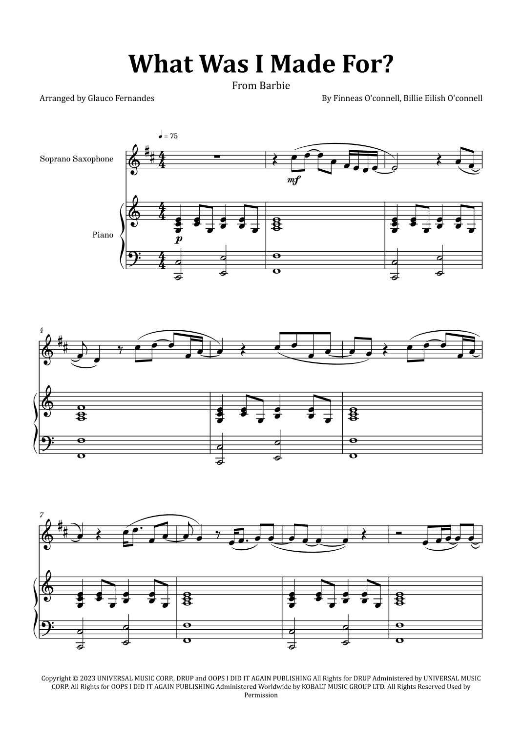 What Was I Made For? (arr. Glauco Fernandes)