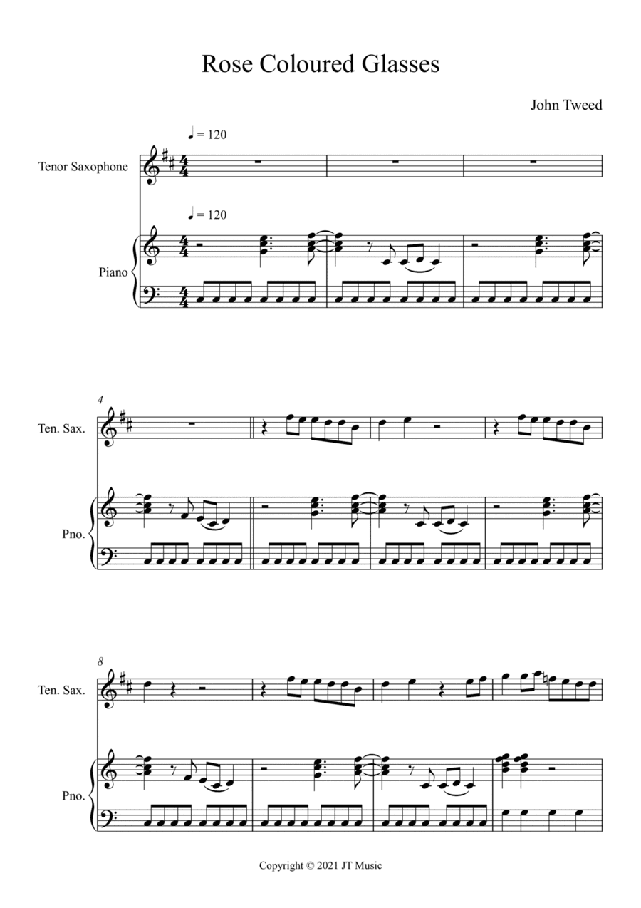 Rose Coloured Glasses - Tenor Sax and Piano