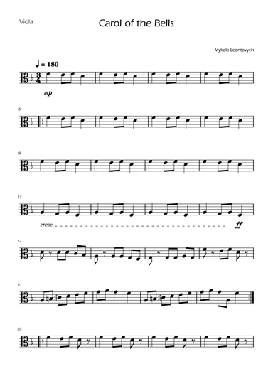 Carol of the Bells - Viola Solo w/ Piano (arr. Ygor Nunes)