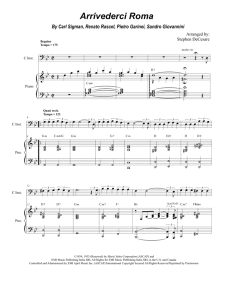 Arrivederci Roma (goodbye To Rome) (arr. Stephen DeCesare)