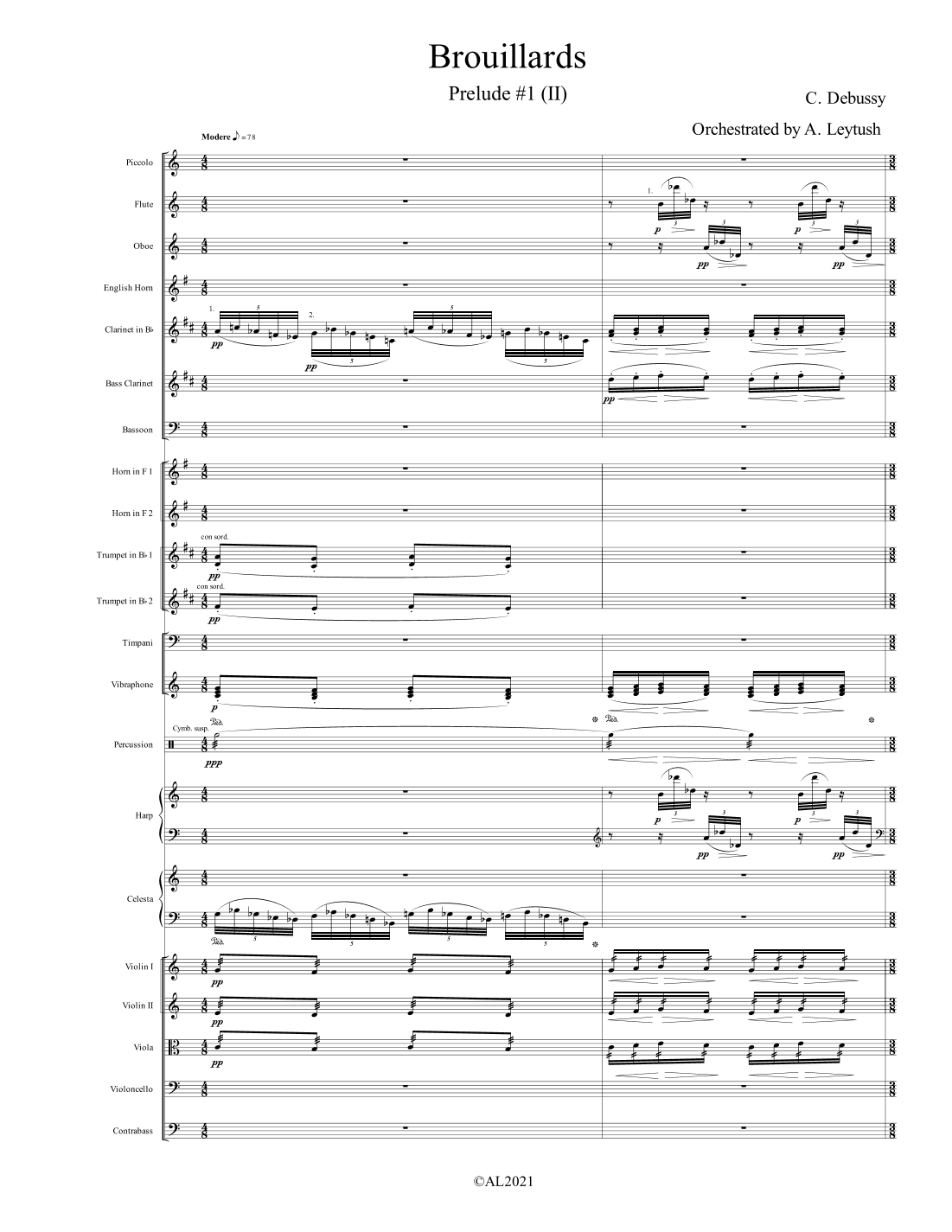 C. Debussy -  Preludes, Book II, Orchestrated by A. Leytush - Score Only
