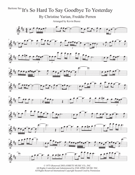 It's So Hard To Say Goodbye To Yesterday (arr. Kevin Busse)