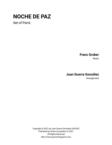 Noche de Paz - SET OF PARTS (arr. Juan Carlos Guerra González)
