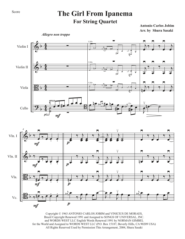 The Girl From Ipanema (garôta De Ipanema) (arr. Shura Sasaki)