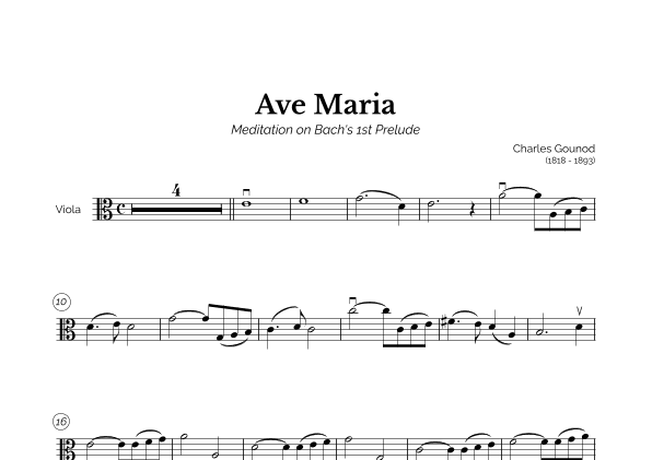 Ave Maria (Charles Gounod) for Easy Viola (arr. Marcos Soares)