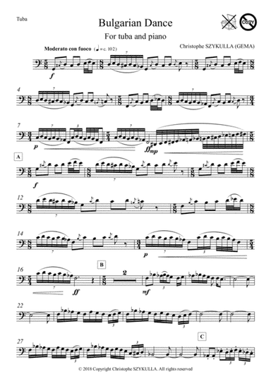 BULGARIAN DANCE FOR TUBA AND PIANO