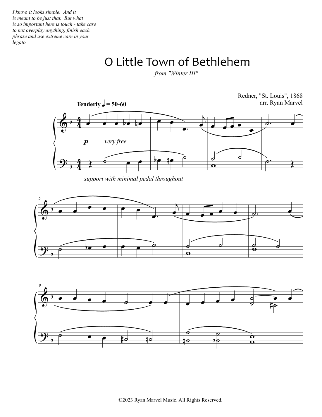 O Little Town of Bethlehem (arr. Ryan Marvel)