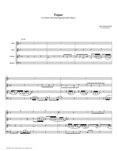 Fugue 20 from Well-Tempered Clavier, Book 2 (Woodwind Quartet) (arr. Richard Byrnes)