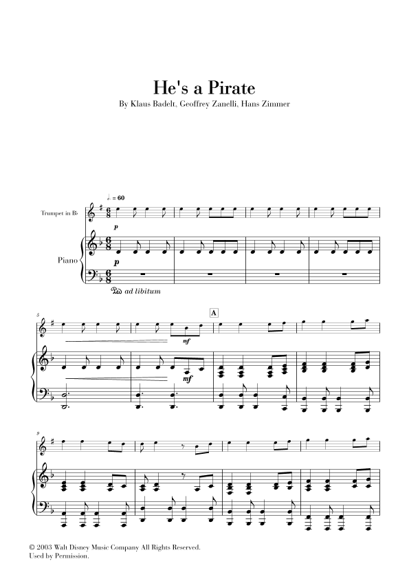 He's A Pirate (arr. Cadenza Editions)