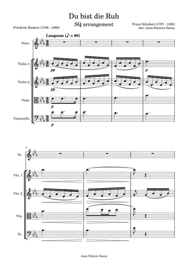 Du bist die Ruh - arrangement for string quartet and high voice (arr. Ariel Zunz)