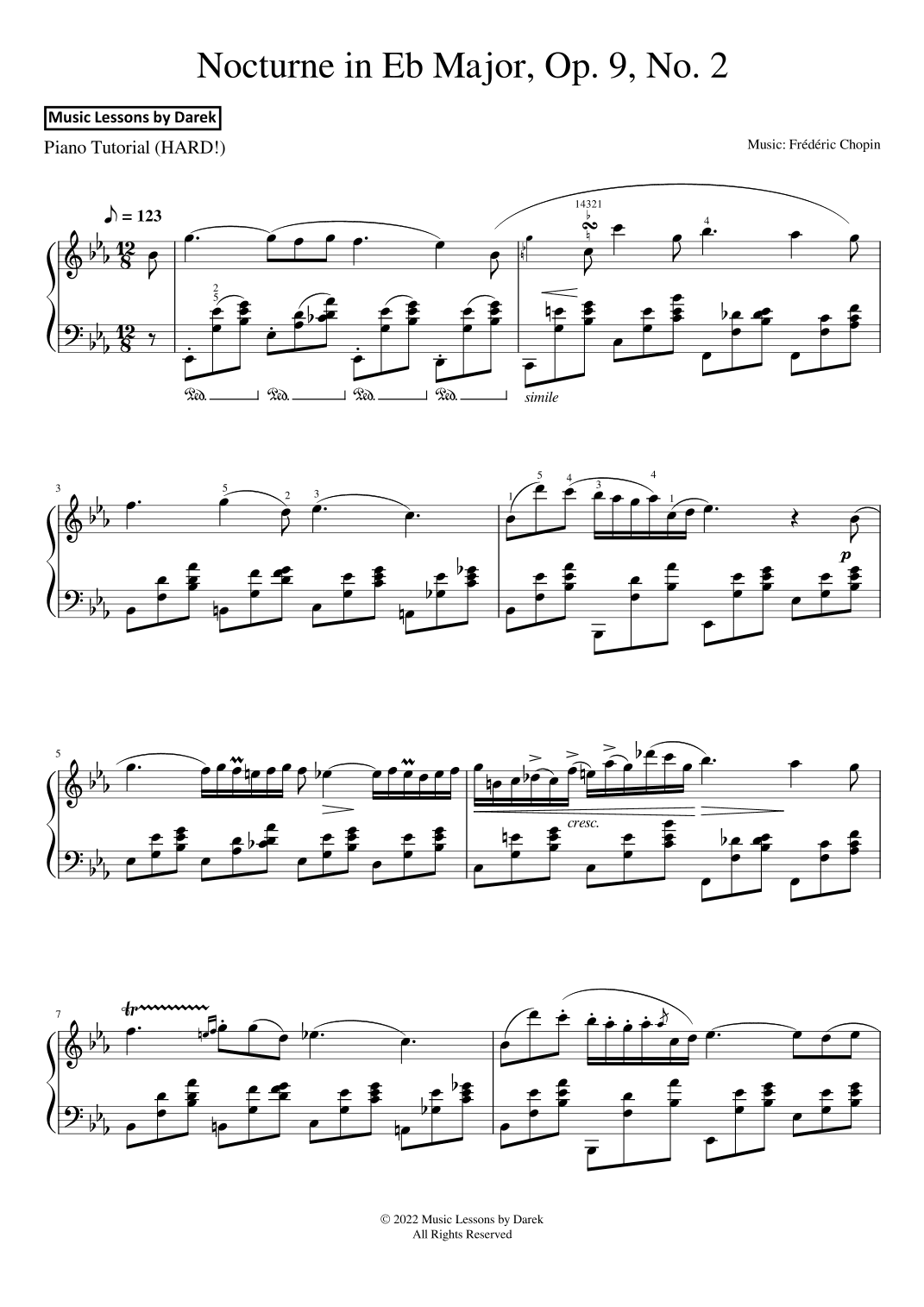 Nocturne in Eb Major, Op. 9, No. 2 (HARD PIANO) [Frédéric Chopin] (arr. Darek)