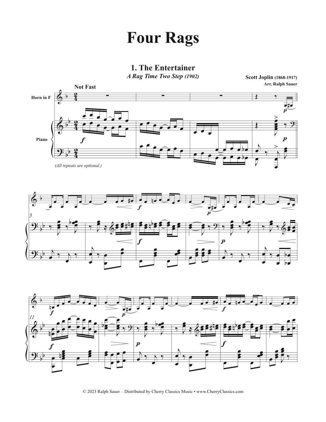 Four Rags for Horn and Piano (arr. Ralph Sauer)