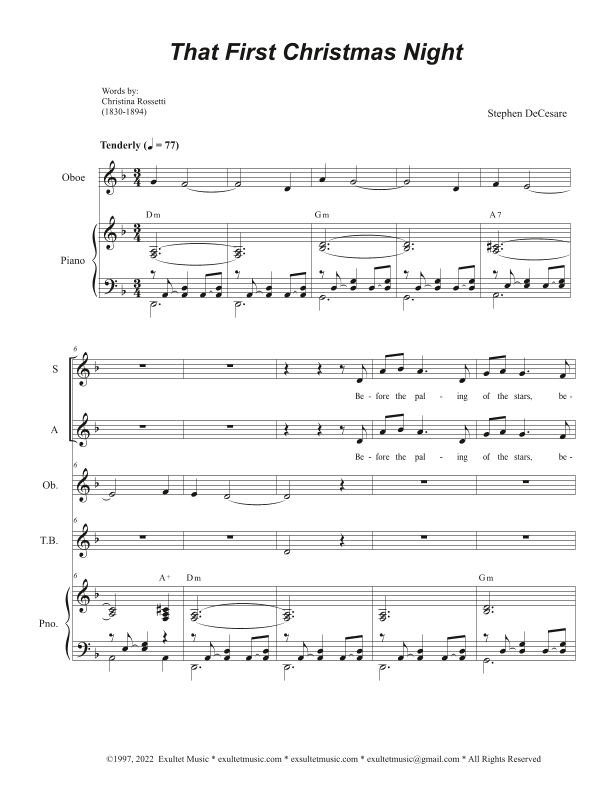 That First Christmas Night (Vocal Trio - (SAB)