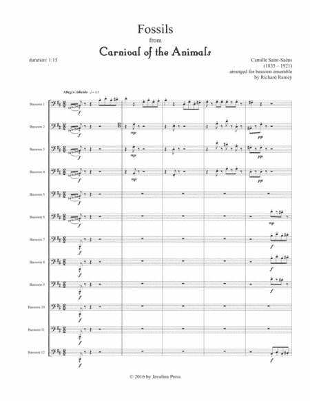 Fossils (from Carnival of the Animals) (arr. Richard Ramey)