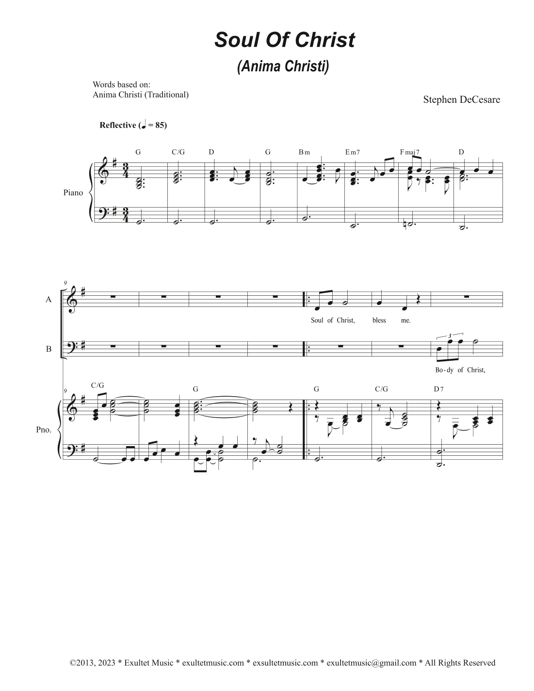 Soul of Christ (Anima Christi) (Vocal Trio - (SAB)