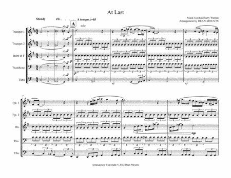 At Last (arr. Dean Mounts)