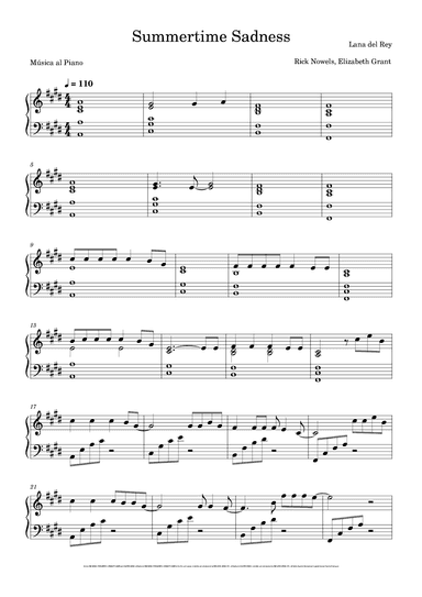 Summertime Sadness (arr. Música al Piano)