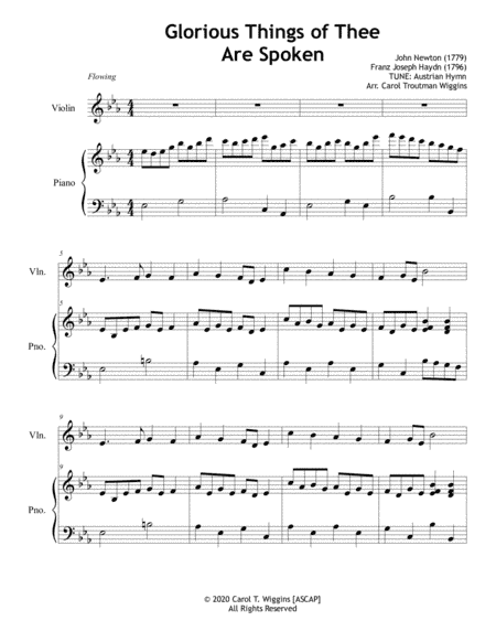 Glorious Things of Thee Are Spoken  (Violin & Piano) (arr. Carol Troutman Wiggins)
