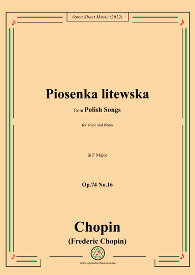 Chopin-Piosenka litewska(Lithauisches Lied),in F Major,Op.74 No.16 (arr. OSM Press)