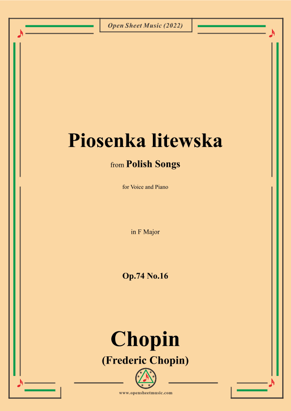 Chopin-Piosenka litewska(Lithauisches Lied),in F Major,Op.74 No.16 (arr. OSM Press)