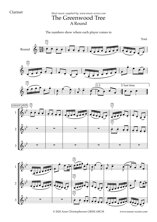 The Greenwood Tree - 3 Clarinets (arr. Anne L Christopherson GRSM ARCM)