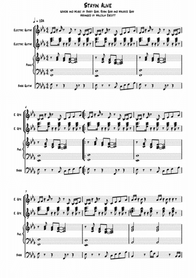 Stayin' Alive  from the Motion Picture SATURDAY NIGHT FEVER (arr. Malcolm Escott)