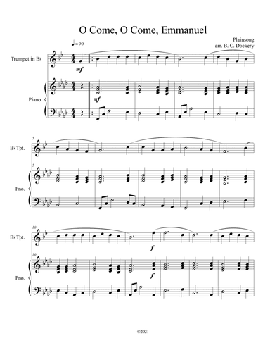 O Come, O Come, Emmanuel (Trumpet Solo with Piano Accompaniment) (arr. B. C. Dockery)