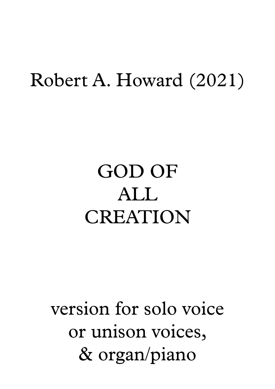 God of all creation (Solo/unison version)