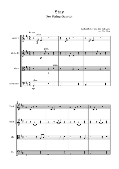 STAY (String Quartet) (arr. Arr. Yas Chu)