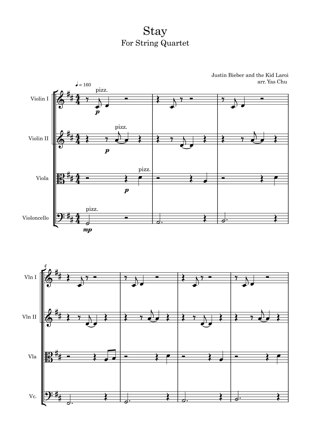 STAY (String Quartet) (arr. Arr. Yas Chu)