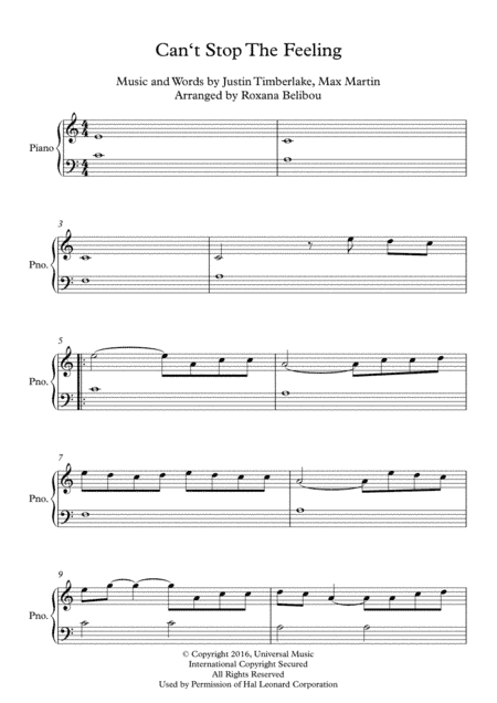 Can't Stop The Feeling  from TROLLS (arr. Roxana Belibou)