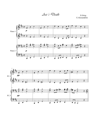 Ase's death. Piano 4 hands (arr. Ester Alessandrini)