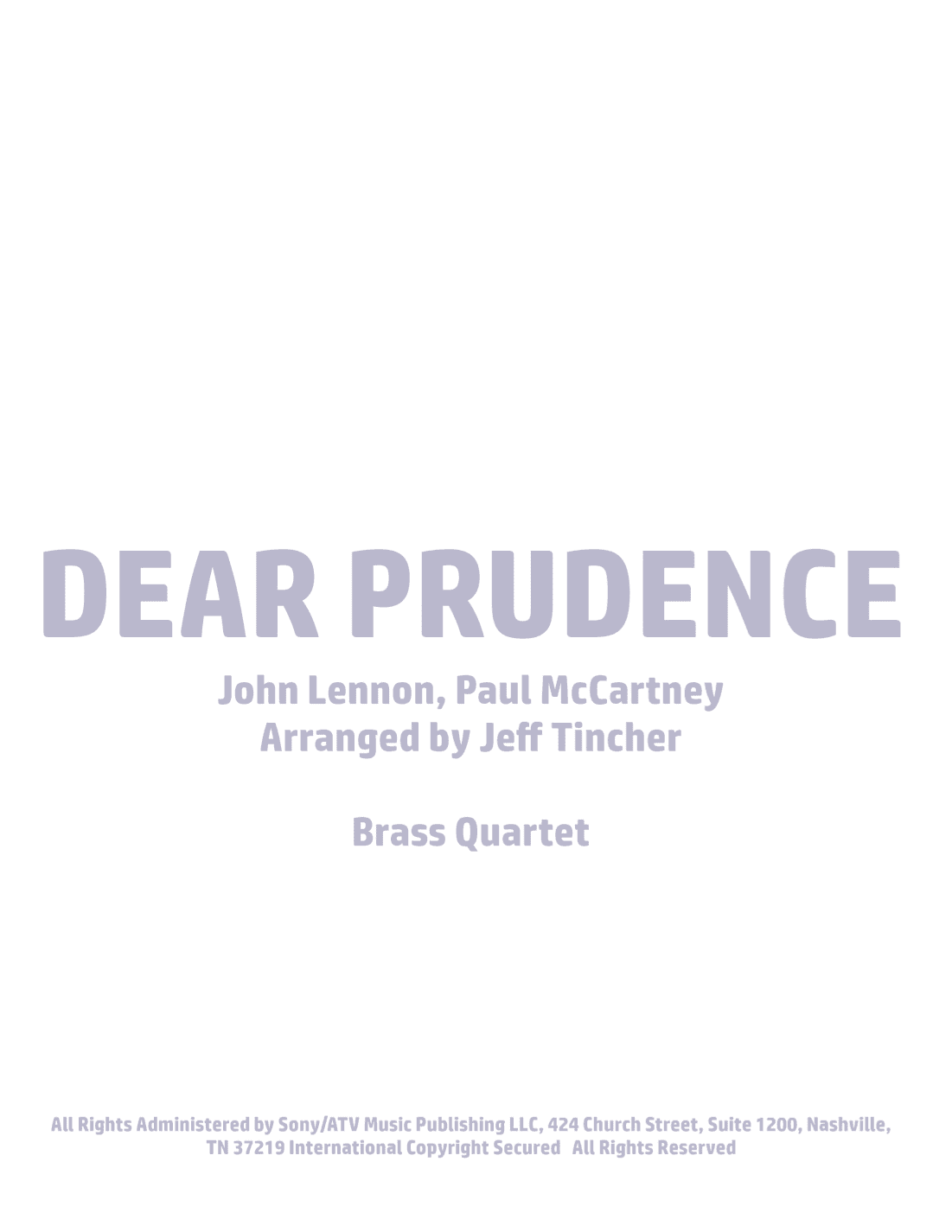 Dear Prudence (arr. Jeff Tincher)