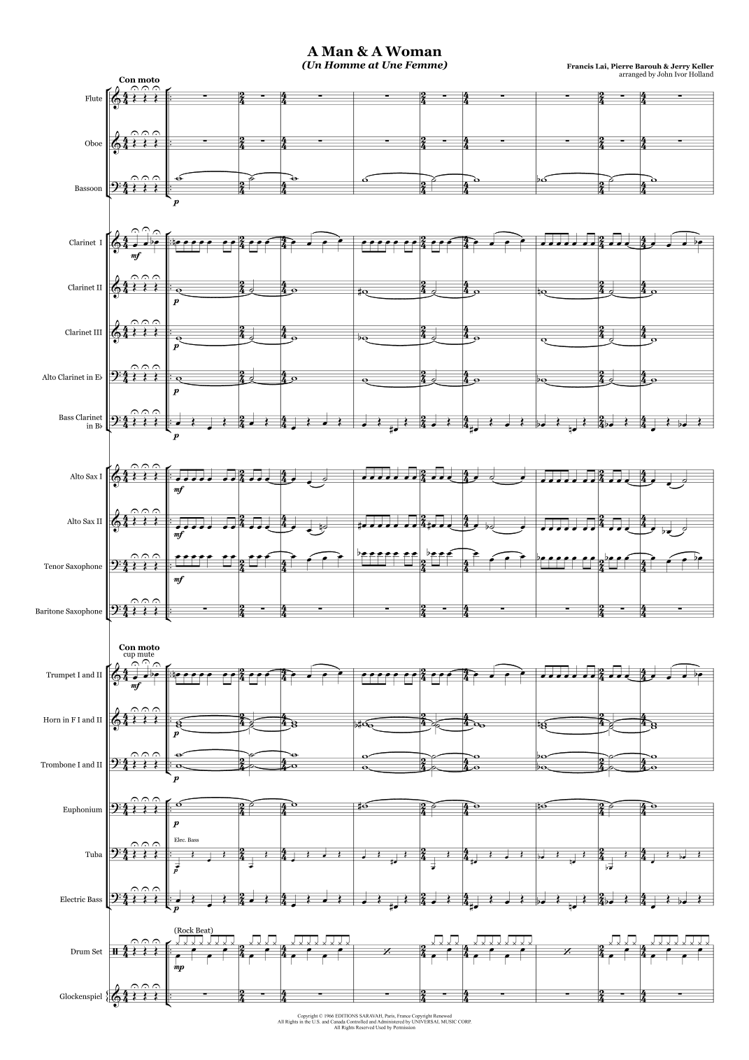 A Man And A Woman (un Homme Et Une Femme) (arr. John Ivor Holland)